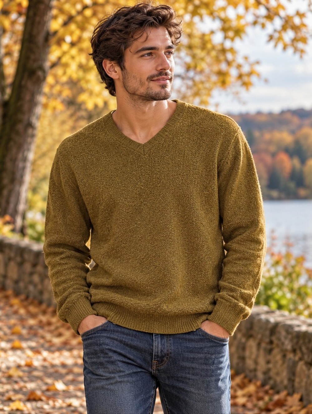 Tommy Bahama Men's Olive V-Neck Pullover Sweater Soft Cotton Fall Academia M